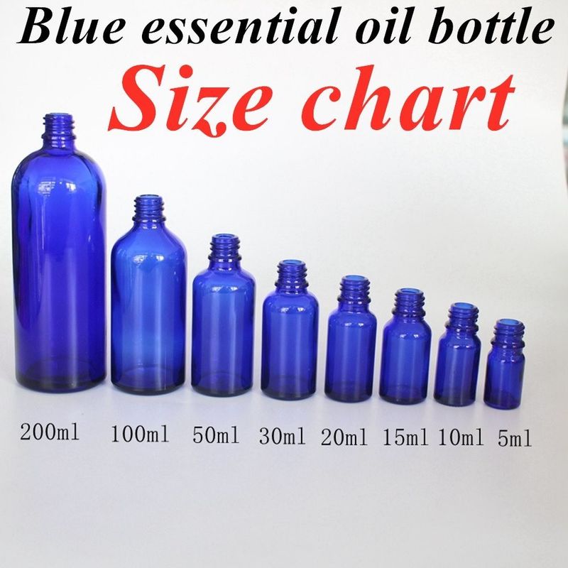 Botella de vidrio de vidrio cosmético con goteador de suero azul 20 ml 30 ml 50 ml Botella de vidrio de lujo de aceite esencial con goteador