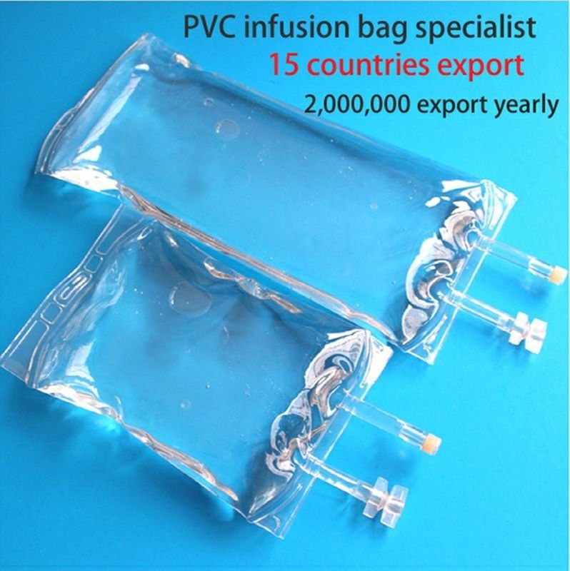 250 Cc 500cc 1000cc 2000ml Bolsas de solución líquida para IV Dehp Bolsa de perfusión libre de calidad médica PVC transparente desechable Em