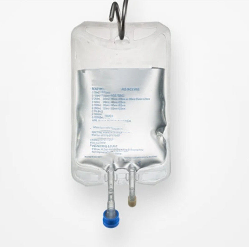 Bolsa de perfusión de PVC vacía para uso médico con solución salina normal Bolsa de goteo con cloruro de sodio 100 ml 250 Cc 500cc Bolsa de perfusión de PVC de dos puertos IV