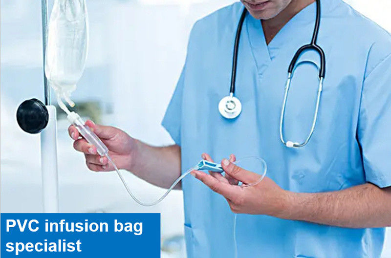 Bolsa de perfusión de PVC vacía para uso médico con solución salina normal Bolsa de goteo con cloruro de sodio 100 ml 250 Cc 500cc Bolsa de perfusión de PVC de dos puertos IV