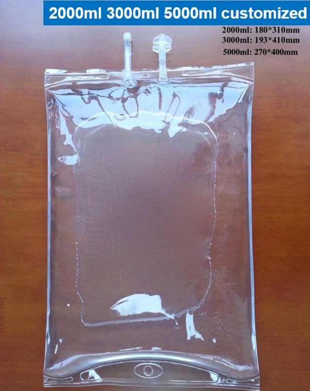 500 ml de bolsa de líquido medicinal para solución IV de doble tubo de perfusión sin DEHP de bolsa IV vacía de puerto único con torsión de mariposa