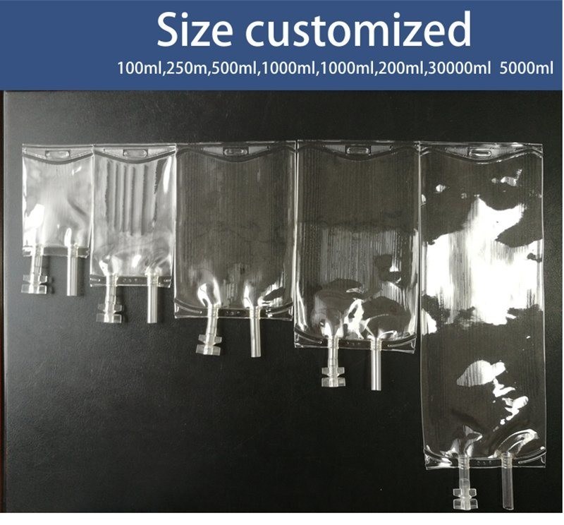 Bolsas de perfusión medicinal PVC desechables 100 ml 250 ml 1000 ml 2000 ml Bolsas IV libres de Dehp Bolsas IV de solución líquida