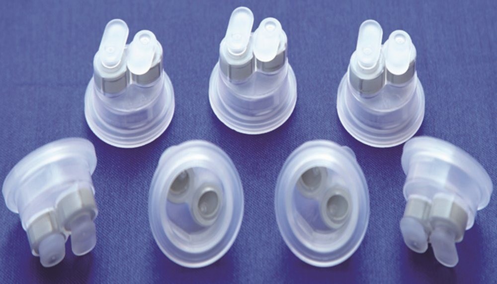 Botella de infusión médica de 32 mm Bolsa blanda no de PVC con tapa de infusión doble plegable Botella de infusión médica con tapa de PP