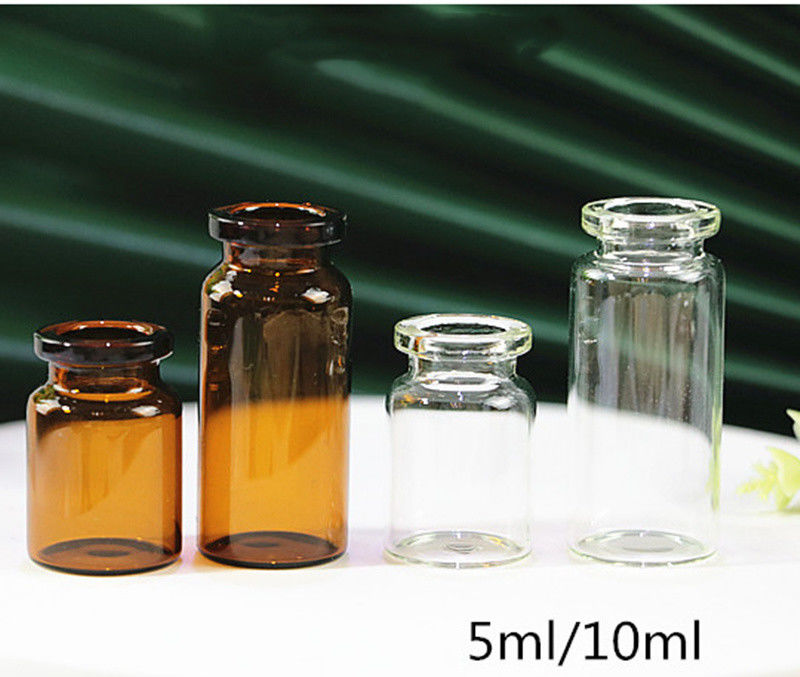 Vial de vidrio moldeado tipo I Vial de vidrio médico de 10 ml con tapón de goma