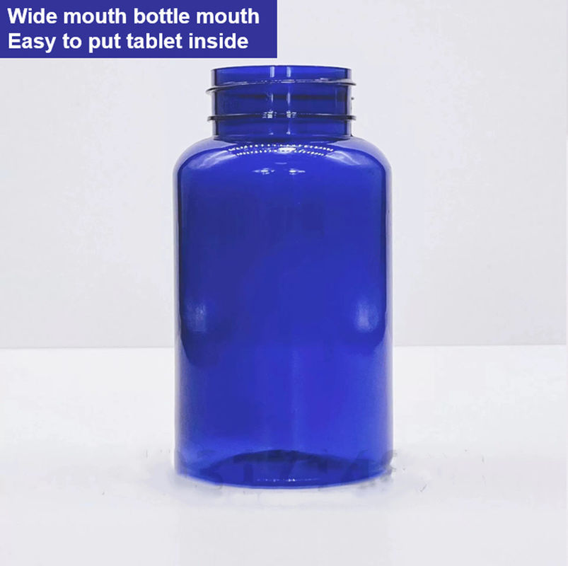 Botella de cápsulas de plástico azul PET de 100 ml con tapa de tornillo de plata Botella de medicamento de suplemento vitamínico