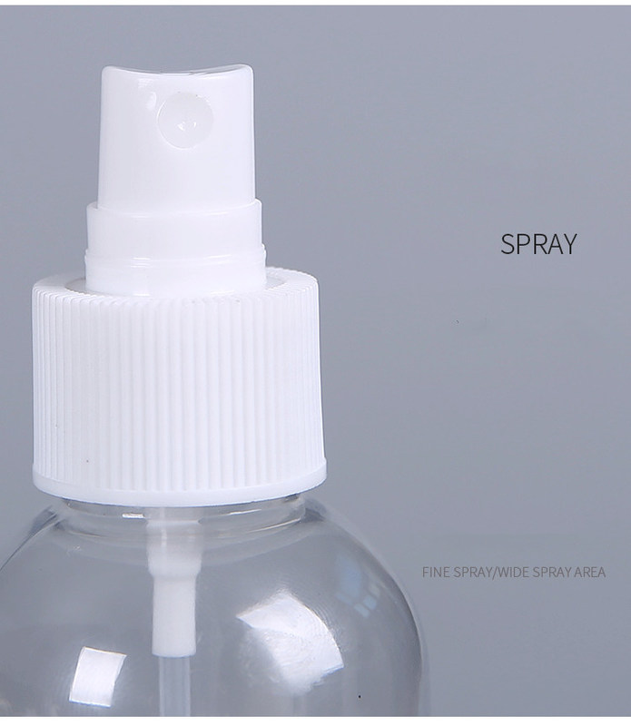 Botella de pulverización de plástico PET de forma redonda de 60 ml 100 ml botella de pulverización de plástico PET de 50 ml cosmética PET transparente para lavado de manos Desinfectante