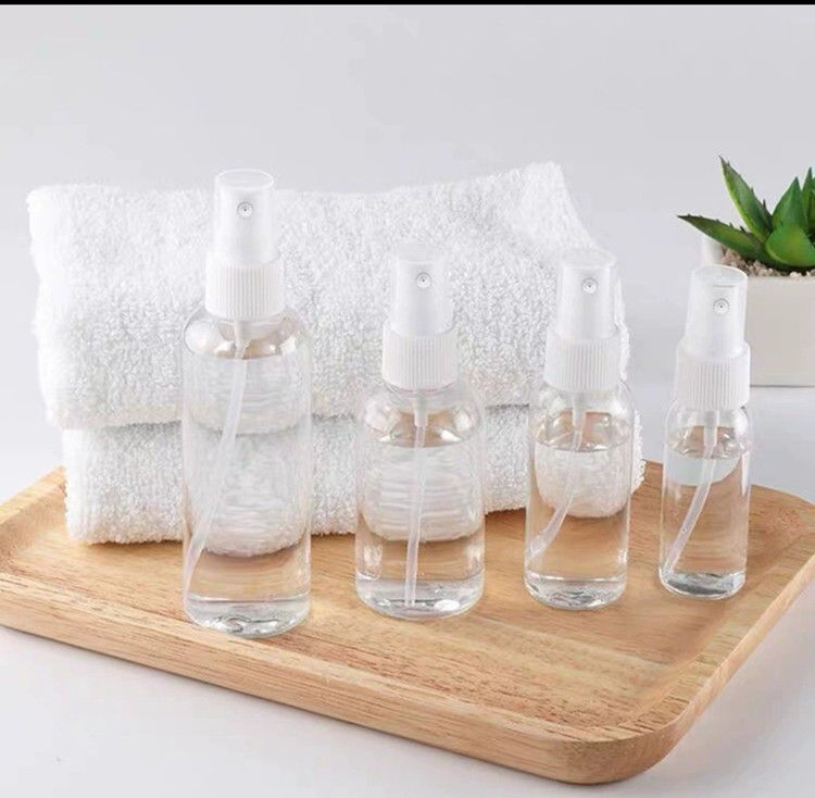 50 ml 60 ml 100 ml de PET transparente redondo personalizar desinfectante de manos recargable redondo recarga cosmética botella de aerosol de plástico PET
