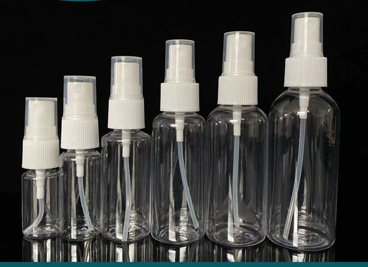 50 ml 60 ml 100 ml de PET transparente redondo personalizar desinfectante de manos recargable redondo recarga cosmética botella de aerosol de plástico PET