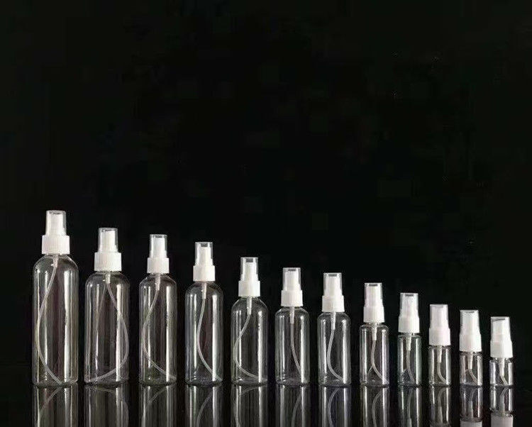 50 ml 60 ml 100 ml de PET transparente redondo personalizar desinfectante de manos recargable redondo recarga cosmética botella de aerosol de plástico PET