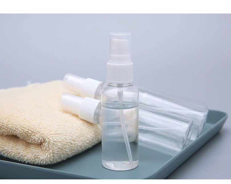 30 ml 60 ml 100 ml de alcohol recargable transparente botellas de plástico vacío de pulverización Botella de pulverización PET con pulverizador de niebla fina