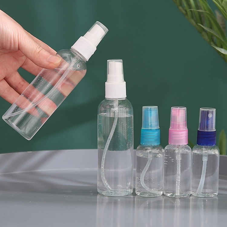 30 ml 60 ml 100 ml de alcohol recargable transparente botellas de plástico vacío de pulverización Botella de pulverización PET con pulverizador de niebla fina