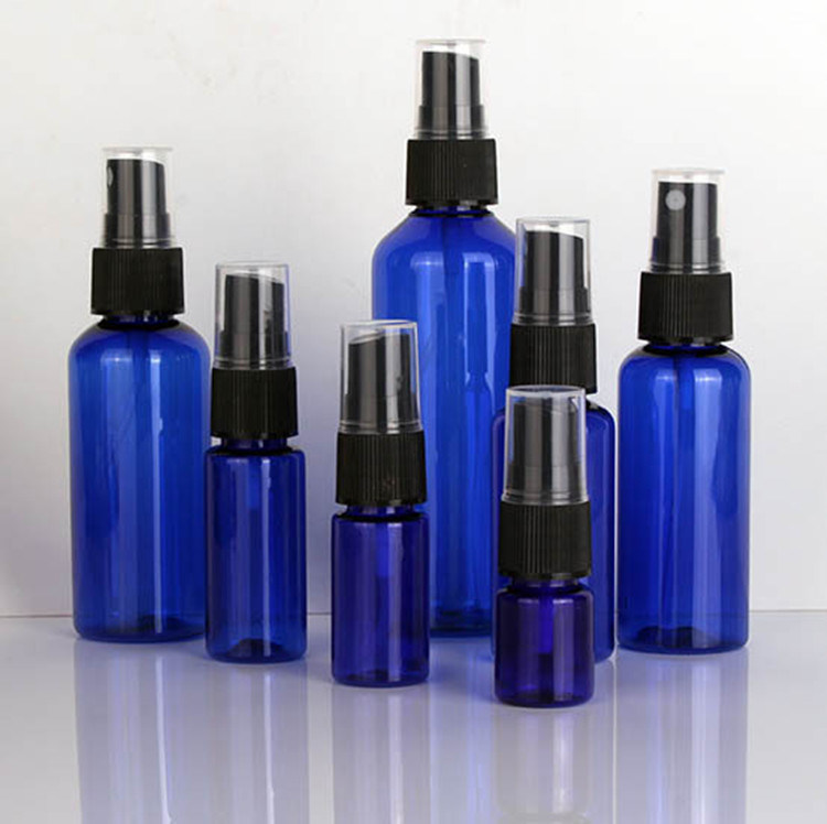 60 ml 120 ml 355 ml azul Desinfectante de manos de plástico para el cuidado de la piel Shampoo Spray Botella PET Cosmético transparente Botellas de pulverización de plástico