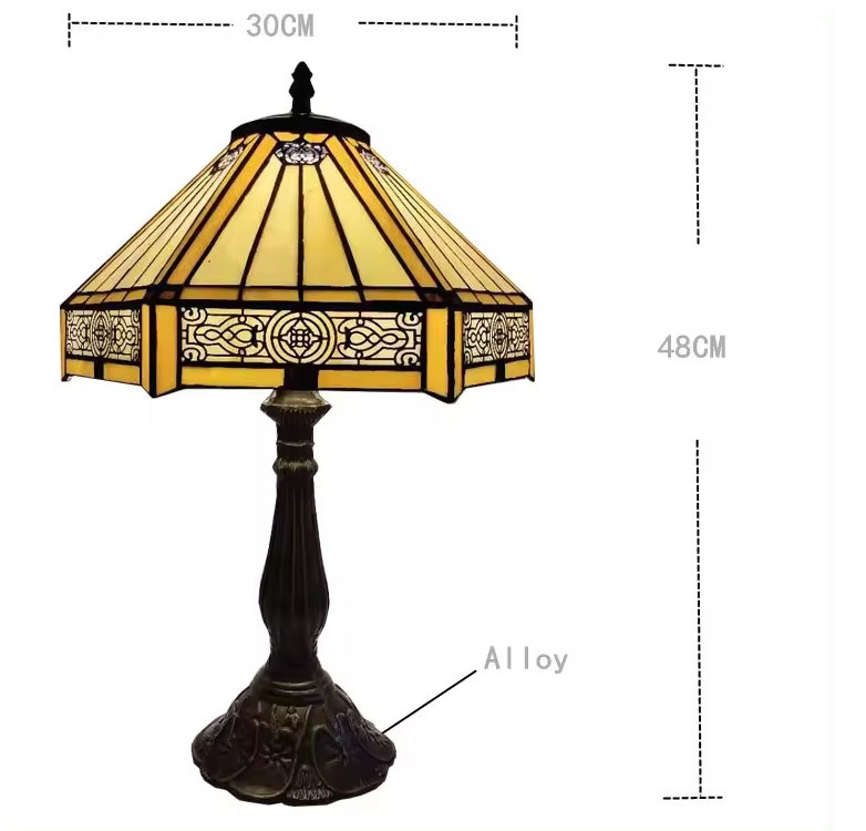 30cm Hexágono Estudio Retro Cuarto de dormir cálido Casa Lámpara decorativa hecha a mano Arte pintado Vidrio turco Lámpara de mesa de lujo