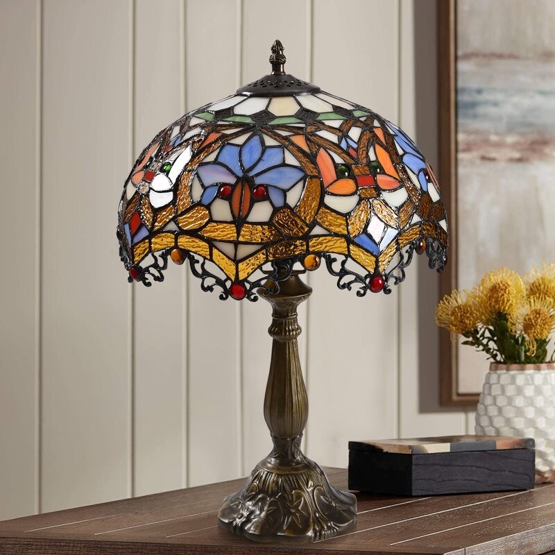 12 pulgadas europeo americano Pastoral Retro Elk lámpara de mesa de vidrio sala de estar dormitorio junto a la lámpara de escritorio de regalo de arte