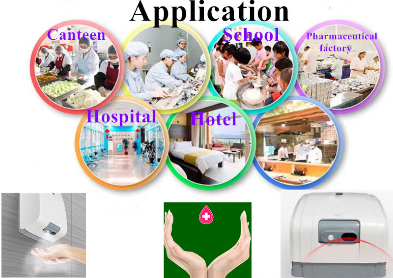 Salón limpio Hospital Hotel Escuela Sensor infrarrojo Spray de alcohol automático spray de alcohol sin contacto Esterilizador de manos
