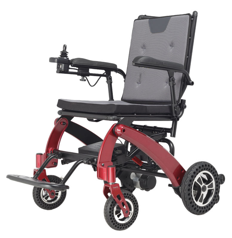Adultos discapacitados viajes portátiles de peso ligero plegable control remoto silla de ruedas eléctrica con control de joystick