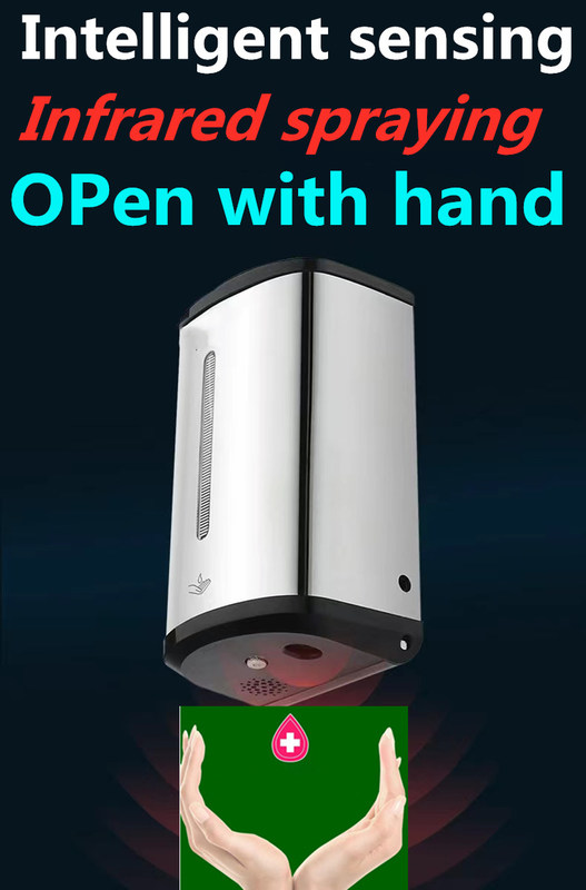 Acero inoxidable de gran capacidad montado en la pared Dispensador de jabón sin contacto Sensor automático de infrarrojos Esterilizador de manos líquido
