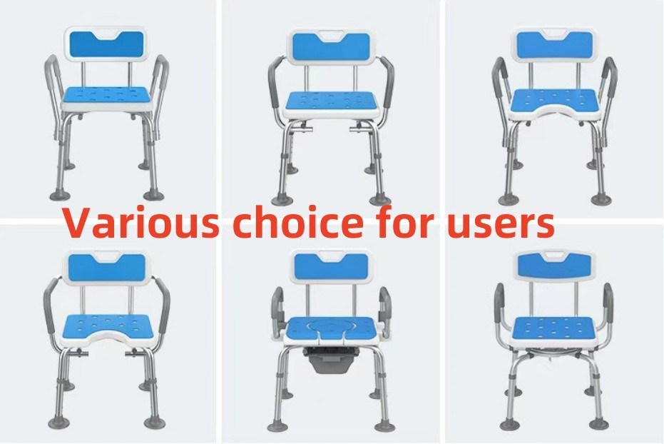 Silla de baño silla de baño 4 en 1 silla de baño silla de ducha silla con reposabrazos grandes patas de vaso de succión