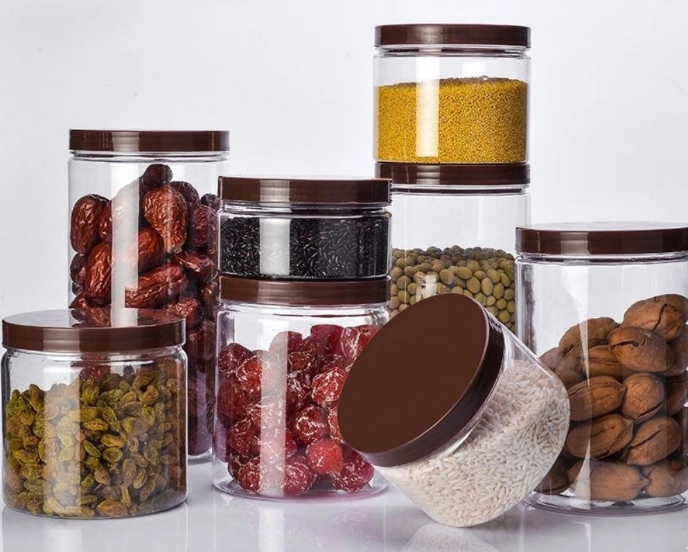 Empty Clear Candy Cookies Food Storage Sealed Pots 150ml 250ml 500ml 600ml PET Plastic Food Storage Jar
